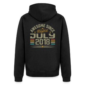 Built in July 2018 | July 2018 Gift - Unisex Premium Organic Zip Hoodie - black - Back - Nico (187cm)