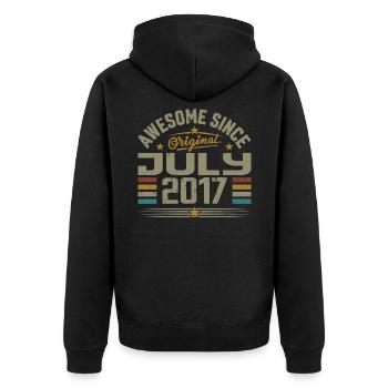 Built in July 2017 | Gift July 2017 - Unisex Premium Organic Zip Hoodie - black - Back - Nico (187cm)