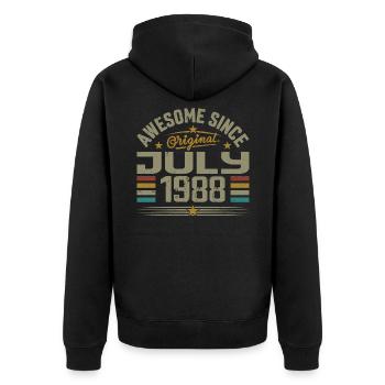 Construit en Juillet 1988 | Cadeau Juillet 1988 - Veste à capuche bio Premium Unisexe - noir - Dos - Nico (187cm)