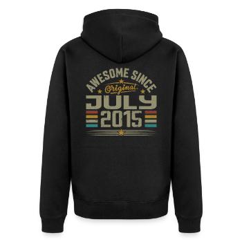 Baujahr Juli 2015 | Geschenk Juli 2015 - Unisex Premium Bio Zip Hoodie - Schwarz - Hinten - Nico (187cm)