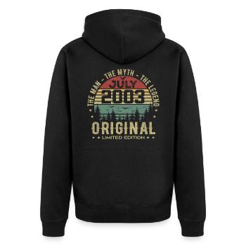 Birthday Gift July 2003 Born in July - Unisex Premium Organic Zip Hoodie - black - Back - Nico (187cm)