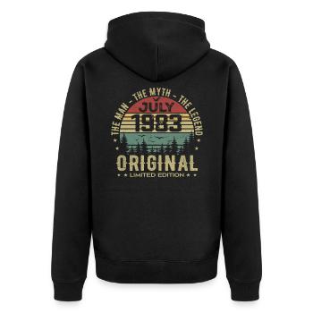 Cadeau Anniversaire Juillet 1983 Nées en Juillet - Veste à capuche bio Premium Unisexe - noir - Dos - Nico (187cm)