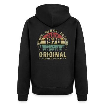 Cadeau Anniversaire Juillet 1970 Nées en Juillet - Veste à capuche bio Premium Unisexe - noir - Dos - Nico (187cm)