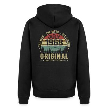 Juli 1968 Geburtstagsgeschenk Geboren im Juli - Unisex Premium Bio Zip Hoodie - Schwarz - Hinten - Nico (187cm)