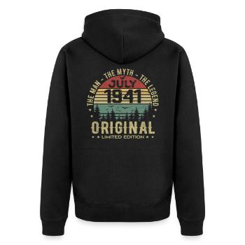 Juli 1941 Geburtstagsgeschenk Geboren im Juli - Unisex Premium Bio Zip Hoodie - Schwarz - Hinten - Nico (187cm)