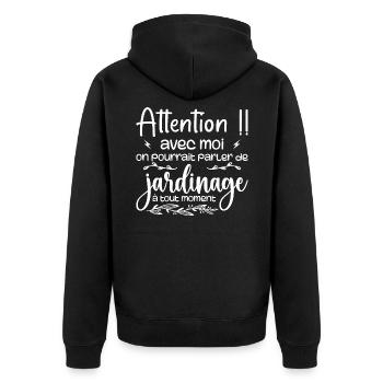 Talk About Gardening Anytime - Gardener Gift - Unisex Premium Organic Zip Hoodie - black - Back - Nico (187cm)