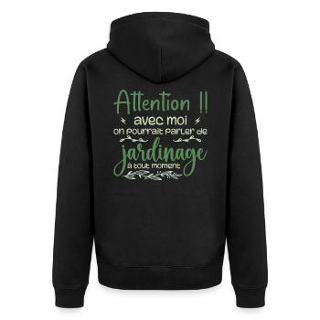 Talk About Gardening Anytime - Gardener Gift - Unisex Premium Organic Zip Hoodie - black - Back - Nico (187cm)