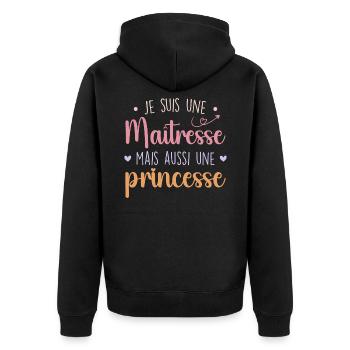 Mistress and Princess - Formidable Mistress - Unisex Premium Organic Zip Hoodie - black - Back - Nico (187cm)