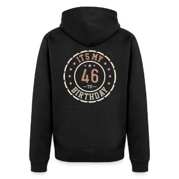 Es ist mein 46. Geburtstag 46 Jahre altes Geschenk - Unisex Premium Bio Zip Hoodie - Schwarz - Hinten - Nico (187cm)