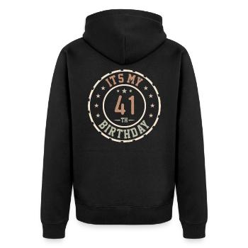 Es ist mein 41. Geburtstag 41 Jahre altes Geschenk - Unisex Premium Bio Zip Hoodie - Schwarz - Hinten - Nico (187cm)