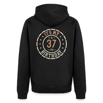 Es ist mein 37. Geburtstagsgeschenk 37 Jahre - Unisex Premium Bio Zip Hoodie - Schwarz - Hinten - Nico (187cm)