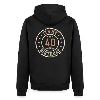 Es ist mein 40. Geburtstag 40-jähriges Geschenk - Unisex Premium Bio Zip Hoodie - Schwarz - Hinten - Nico (187cm)