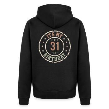 Es ist mein 31. Geburtstagsgeschenk 31 Jahre - Unisex Premium Bio Zip Hoodie - Schwarz - Hinten - Nico (187cm)