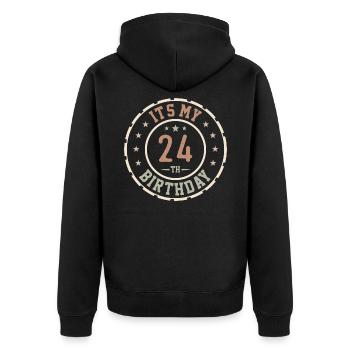 Es ist mein Geschenk zum 24. Geburtstag 24 Jahre - Unisex Premium Bio Zip Hoodie - Schwarz - Hinten - Nico (187cm)