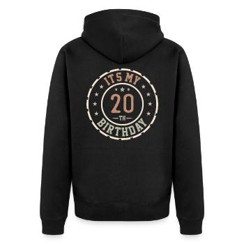 Es ist mein Geschenk zum 20. Geburtstag 20 Jahre - Unisex Premium Bio Zip Hoodie - Schwarz - Hinten - Nico (187cm)