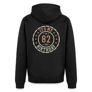 Es ist mein 82. Geburtstag 82 Jahre altes Geschenk - Unisex Premium Bio Zip Hoodie - Schwarz - Hinten - Nico (187cm)