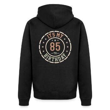 Es ist mein 85. Geburtstagsgeschenk zum 85. Jahr - Unisex Premium Bio Zip Hoodie - Schwarz - Hinten - Nico (187cm)