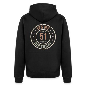 Es ist mein 51. Geburtstag 51 Jahre altes Geschenk - Unisex Premium Bio Zip Hoodie - Schwarz - Hinten - Nico (187cm)