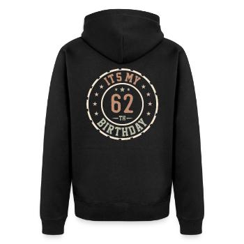 Es ist mein 62. Geburtstagsgeschenk 62 Jahre - Unisex Premium Bio Zip Hoodie - Schwarz - Hinten - Nico (187cm)