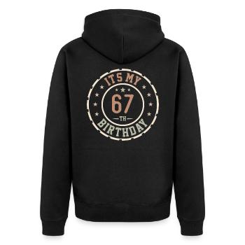 Es ist mein 67. Geburtstag 67 Jahre altes Geschenk - Unisex Premium Bio Zip Hoodie - Schwarz - Hinten - Nico (187cm)