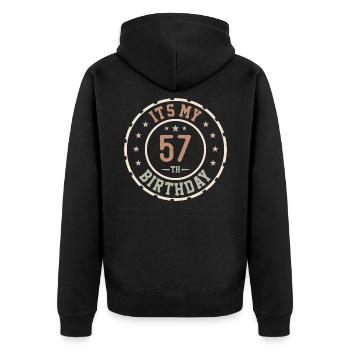 It's My 57th Birthday 57 Year Old Gift - Unisex Premium Organic Zip Hoodie - black - Back - Nico (187cm)