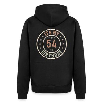 Es ist mein 54. Geburtstag 54 Jahre altes Geschenk - Unisex Premium Bio Zip Hoodie - Schwarz - Hinten - Nico (187cm)
