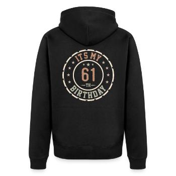 Es ist mein 61. Geburtstagsgeschenk 61 Jahre - Unisex Premium Bio Zip Hoodie - Schwarz - Hinten - Nico (187cm)