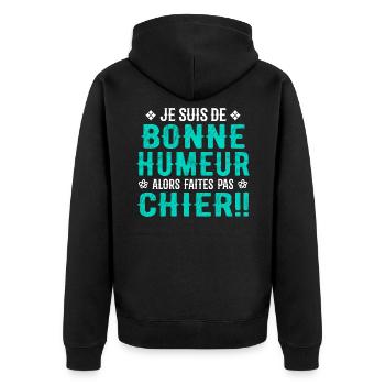I'm in a good mood so don't piss off! - Unisex Premium Organic Zip Hoodie - black - Back - Nico (187cm)