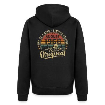 August 1968 Birthday Gift 1968 Legends August - Unisex Premium Organic Zip Hoodie - black - Back - Nico (187cm)
