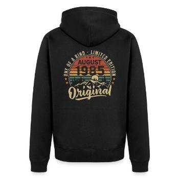 Août 1985 Cadeau Anniversaire 1985 Légendes Août - Veste à capuche bio Premium Unisexe - noir - Dos - Nico (187cm)