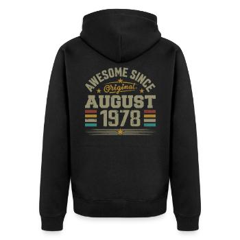 Août 1978 Anniversaire Août 1978 August 1978 Rétro - Veste à capuche bio Premium Unisexe - noir - Dos - Nico (187cm)