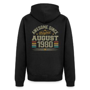 Août 1980 Anniversaire Août 1980 August 1980 Rétro - Veste à capuche bio Premium Unisexe - noir - Dos - Nico (187cm)