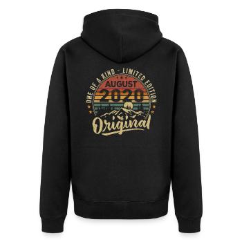 August 2020 Geburtstagsgeschenk 2020 Legenden August - Unisex Premium Bio Zip Hoodie - Schwarz - Hinten - Nico (187cm)