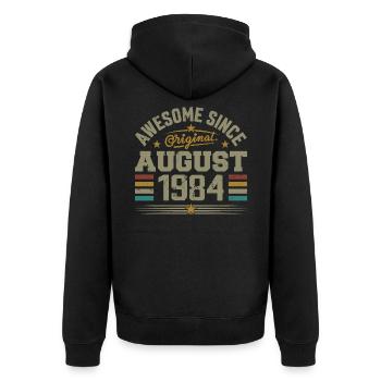 Août 1984 Anniversaire Août 1984 August 1984 Rétro - Veste à capuche bio Premium Unisexe - noir - Dos - Nico (187cm)