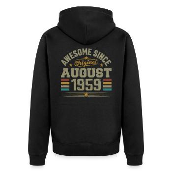Août 1959 Anniversaire Août 1959 August 1959 Rétro - Veste à capuche bio Premium Unisexe - noir - Dos - Nico (187cm)