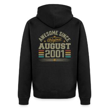 August 2001 Birthday August 2001 August 2001 Retro - Unisex Premium Organic Zip Hoodie - black - Back - Nico (187cm)