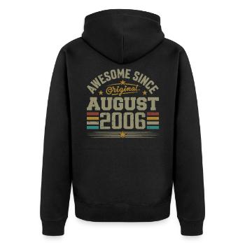 Août 2006 Anniversaire Août 2006 August 2006 Rétro - Veste à capuche bio Premium Unisexe - noir - Dos - Nico (187cm)