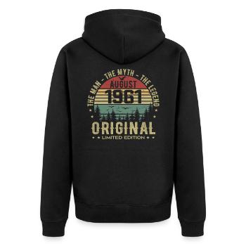 Légende Depuis Août 1961 Cadeau Anniversaire 1961 - Veste à capuche bio Premium Unisexe - noir - Dos - Nico (187cm)