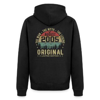 Legende seit August 2005 Geburtstagsgeschenk 2005 - Unisex Premium Bio Zip Hoodie - Schwarz - Hinten - Nico (187cm)
