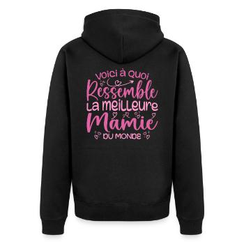 Cadeau Meilleure Mamie du Monde Cadeau Super Mamie - Veste à capuche bio Premium Unisexe - noir - Dos - Nico (187cm)
