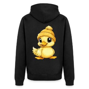 Ente Süß Niedlich Baby Kinder Tier Entchen Cartoon - Unisex Premium Bio Zip Hoodie - Schwarz - Hinten - Nico (187cm)