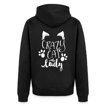 Crazy Cat Lady Shirt - Veste à capuche bio Premium Unisexe - noir - Dos - Nico (187cm)