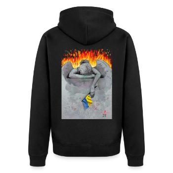 Tears for Ukraine - Unisex Premium Bio Zip Hoodie - Schwarz - Hinten - Nico (187cm)