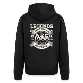 March Born 1988 35th birthday Man Legendary 88 - Unisex Premium Organic Zip Hoodie - black - Back - Nico (187cm)