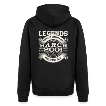 March Born 2001 22nd birthday Man Legendary 01 - Unisex Premium Organic Zip Hoodie - black - Back - Nico (187cm)