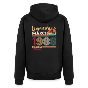 35e anniversaire Mann Awesome March né en 1988 - Veste à capuche bio Premium Unisexe - noir - Dos - Nico (187cm)