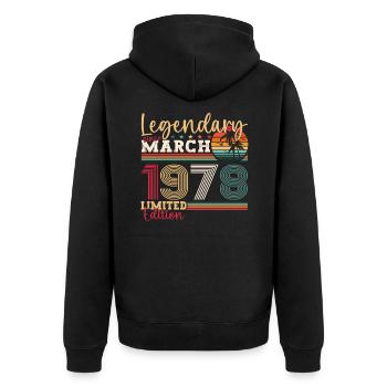 45th birthday Mann Awesome March born 1978 - Unisex Premium Organic Zip Hoodie - black - Back - Nico (187cm)