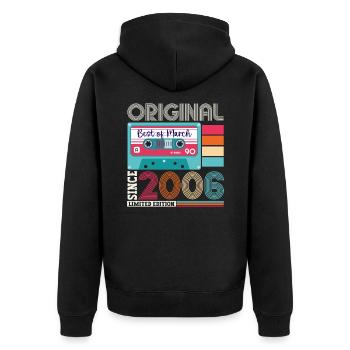 17 Birthday Man March Year 2006 Fun Cassette - Unisex Premium Organic Zip Hoodie - black - Back - Nico (187cm)