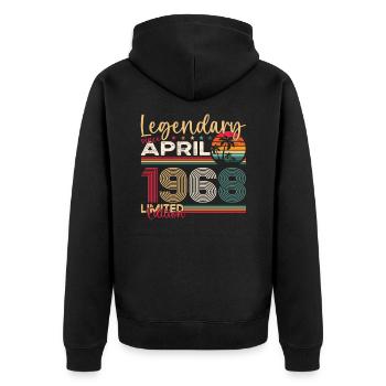 55e anniversaire homme April Né en 1968 Légendaire - Veste à capuche bio Premium Unisexe - noir - Dos - Nico (187cm)
