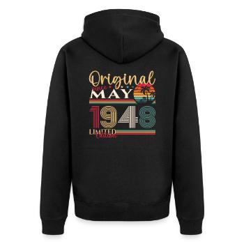 75. Geburtstag Mann Mai Jahrgang 1948 ein Original - Unisex Premium Bio Zip Hoodie - Schwarz - Hinten - Nico (187cm)